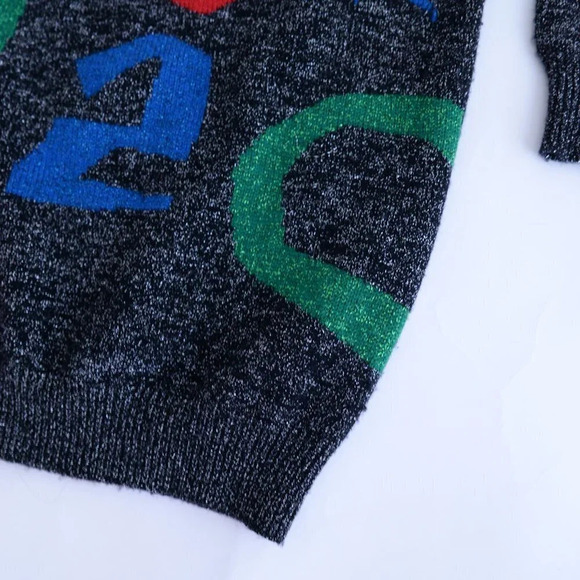 Vintage B. Diffusion 72% Lambswool Black Sparkly Turtleneck Sweater M - Picture 6 of 13